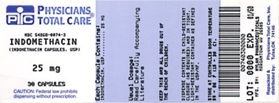 Indomethacin Capsules 25 mg Bottles (25mg Package Label)